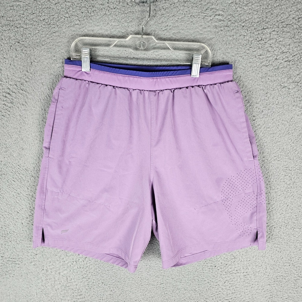 Fabletics Shorts Mens S Purple The Fundamental 5" Perforated Elastic Waist